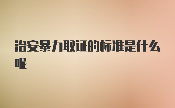 治安暴力取证的标准是什么呢