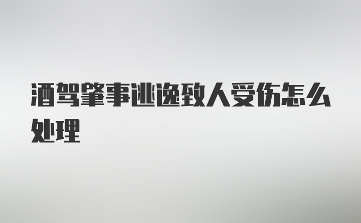 酒驾肇事逃逸致人受伤怎么处理