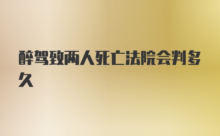 醉驾致两人死亡法院会判多久