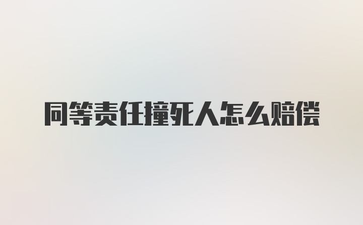 同等责任撞死人怎么赔偿