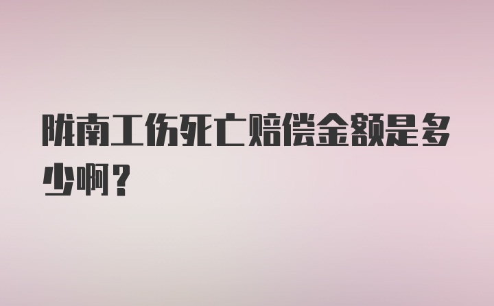 陇南工伤死亡赔偿金额是多少啊？