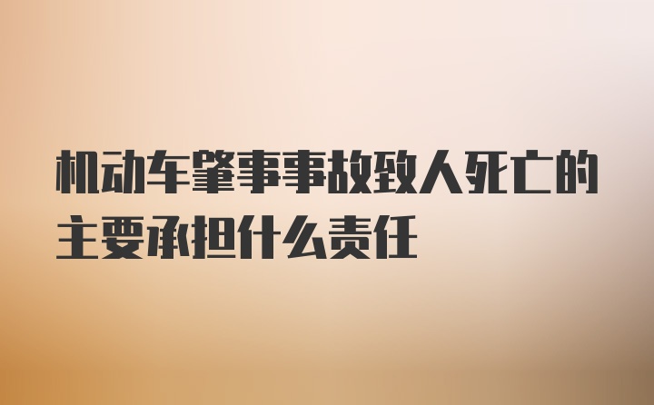 机动车肇事事故致人死亡的主要承担什么责任