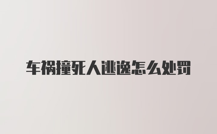 车祸撞死人逃逸怎么处罚