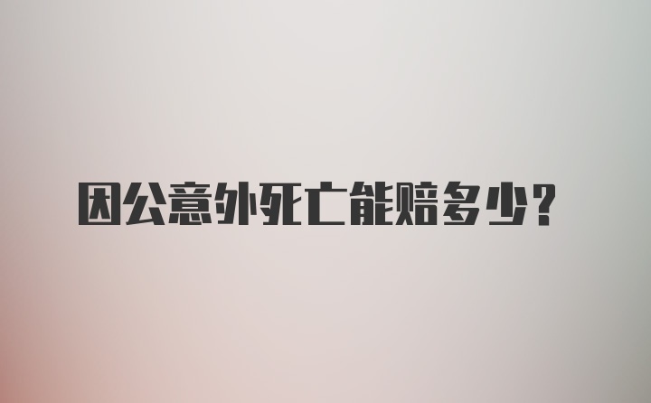 因公意外死亡能赔多少?