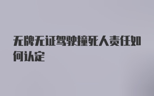 无牌无证驾驶撞死人责任如何认定