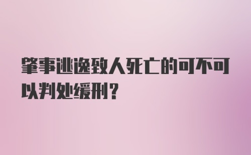 肇事逃逸致人死亡的可不可以判处缓刑？