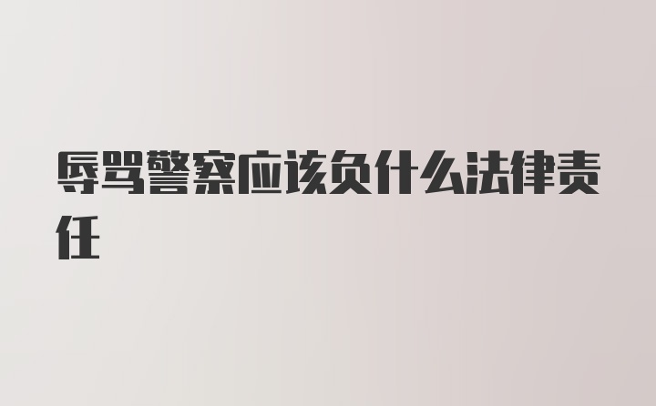 辱骂警察应该负什么法律责任