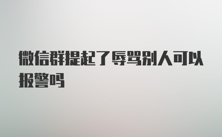 微信群提起了辱骂别人可以报警吗