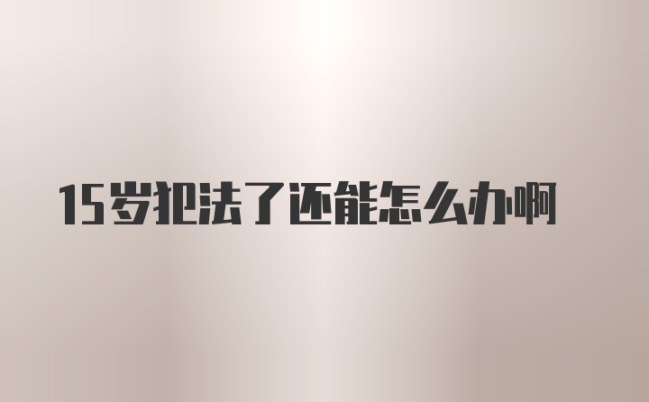 15岁犯法了还能怎么办啊