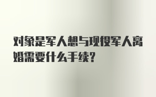 对象是军人想与现役军人离婚需要什么手续？