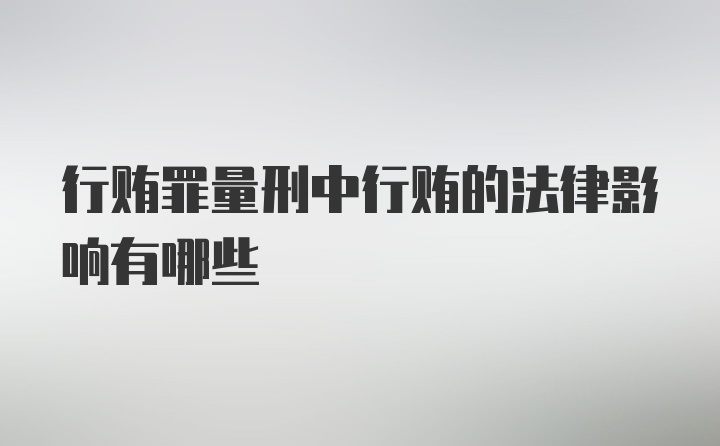 行贿罪量刑中行贿的法律影响有哪些