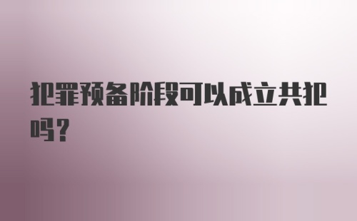 犯罪预备阶段可以成立共犯吗？