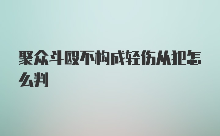 聚众斗殴不构成轻伤从犯怎么判