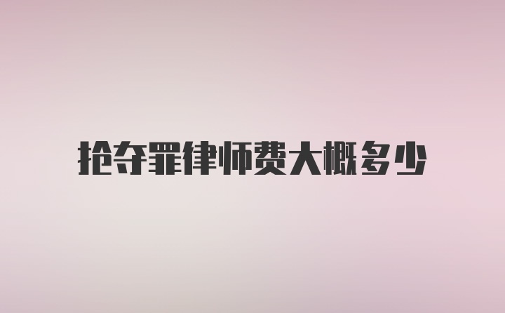 抢夺罪律师费大概多少