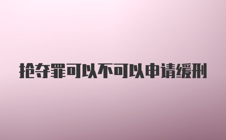 抢夺罪可以不可以申请缓刑