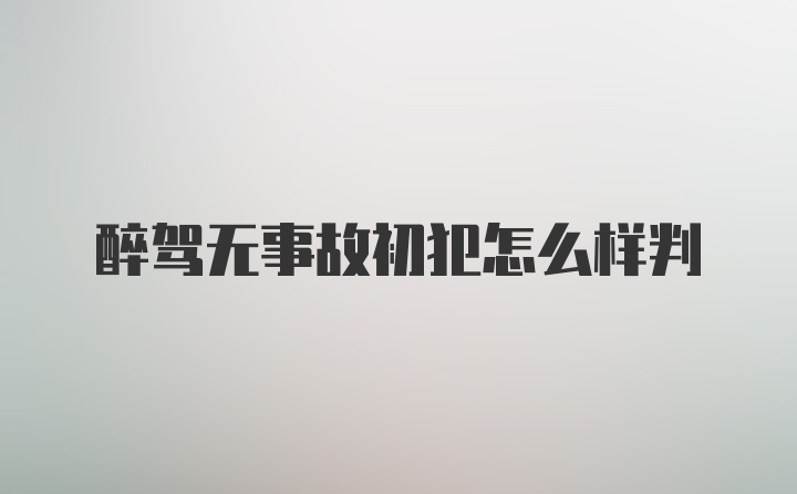 醉驾无事故初犯怎么样判