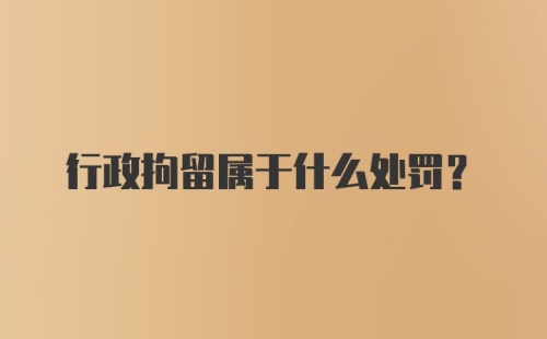 行政拘留属于什么处罚？