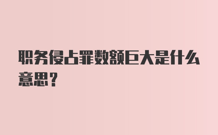 职务侵占罪数额巨大是什么意思？