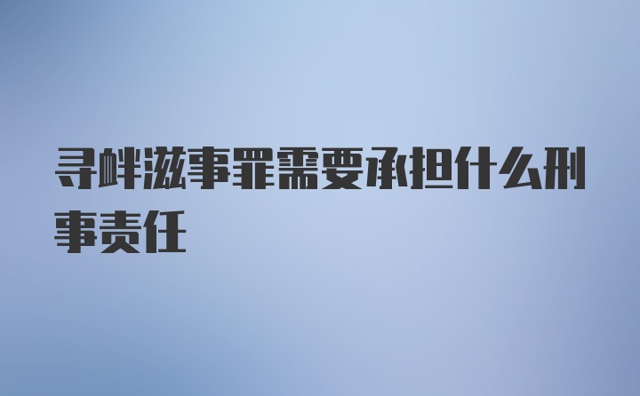 寻衅滋事罪需要承担什么刑事责任