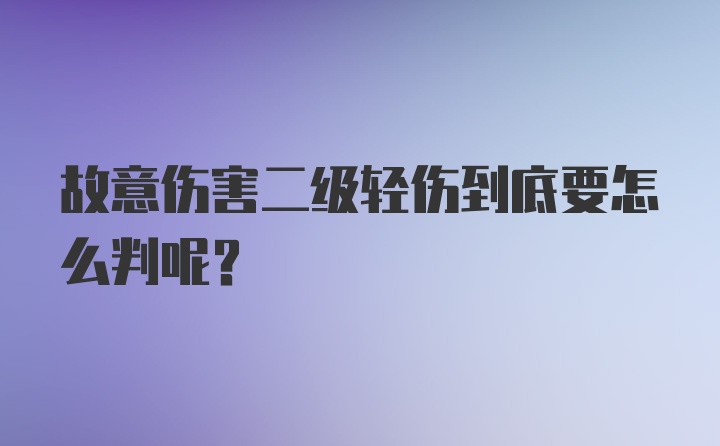 故意伤害二级轻伤到底要怎么判呢？