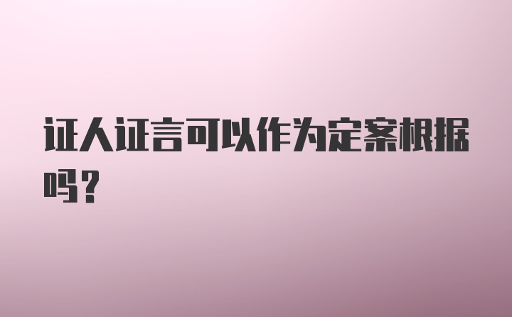 证人证言可以作为定案根据吗?