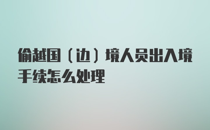 偷越国(边)境人员出入境手续怎么处理