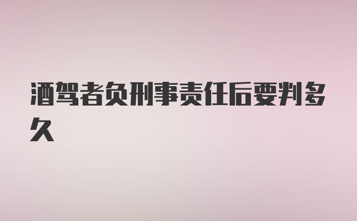 酒驾者负刑事责任后要判多久