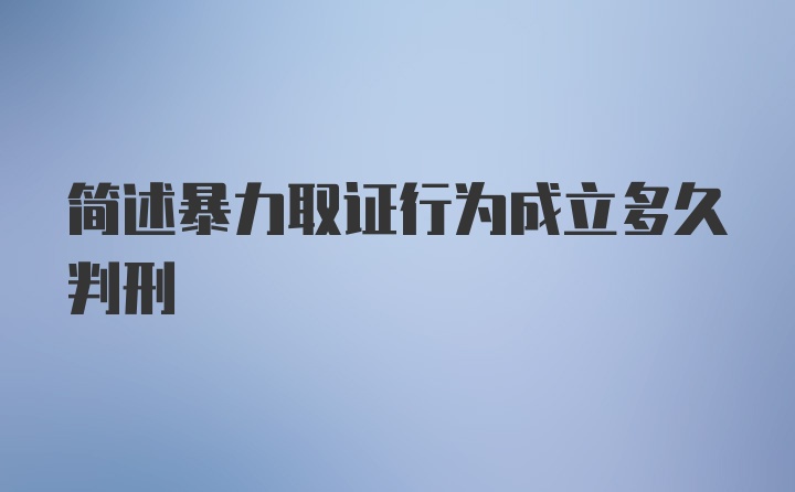 简述暴力取证行为成立多久判刑