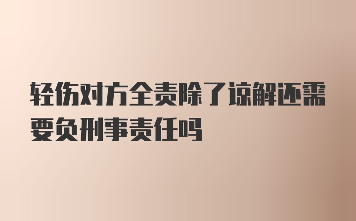 轻伤对方全责除了谅解还需要负刑事责任吗