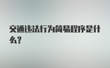 交通违法行为简易程序是什么？