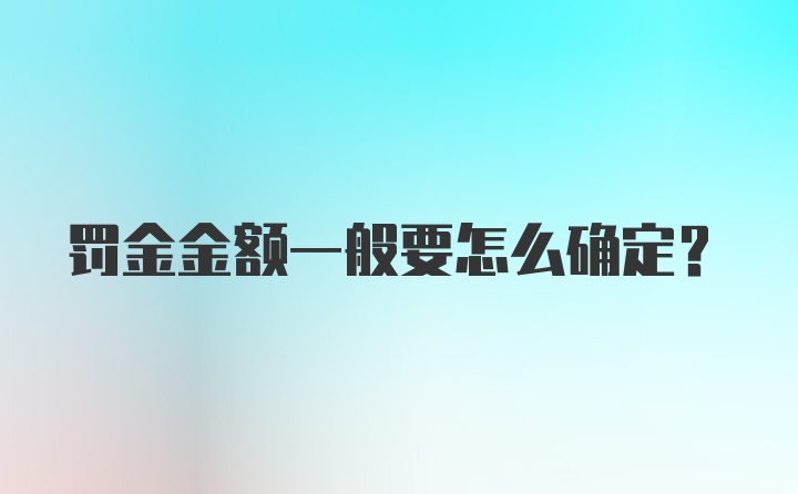 罚金金额一般要怎么确定?