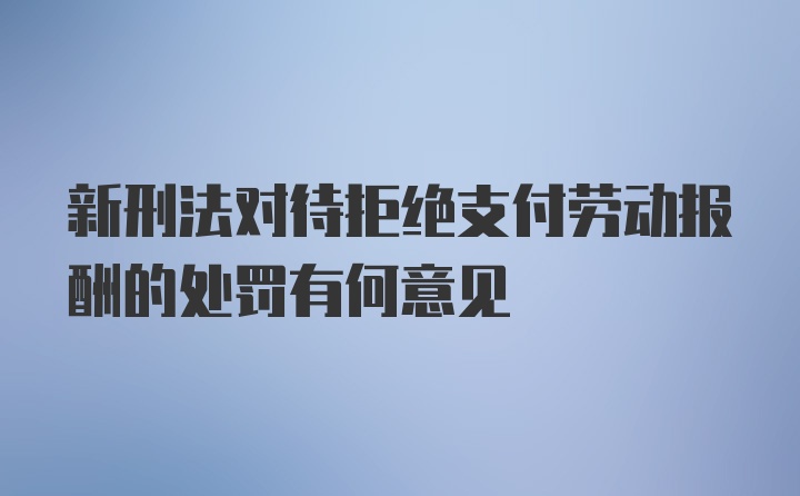 新刑法对待拒绝支付劳动报酬的处罚有何意见