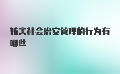 妨害社会治安管理的行为有哪些