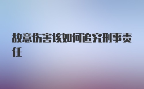 故意伤害该如何追究刑事责任