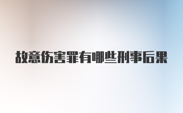 故意伤害罪有哪些刑事后果