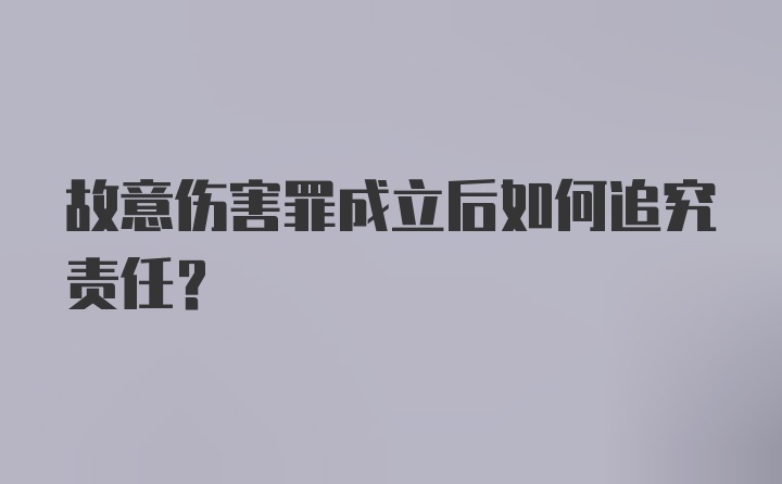 故意伤害罪成立后如何追究责任？