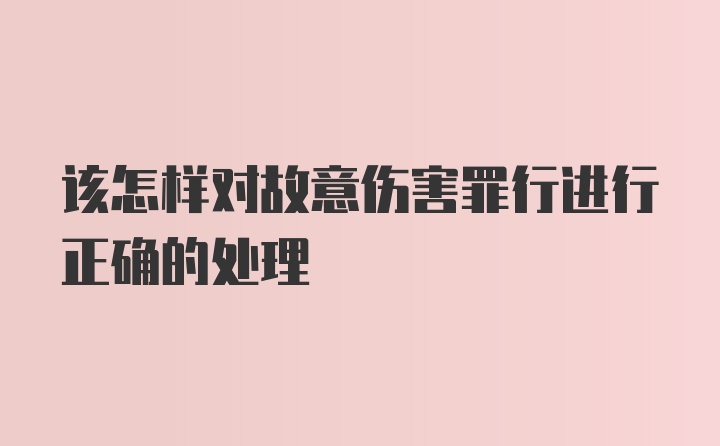 该怎样对故意伤害罪行进行正确的处理