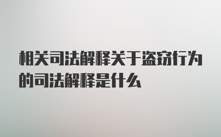 相关司法解释关于盗窃行为的司法解释是什么