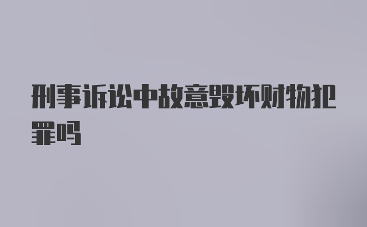 刑事诉讼中故意毁坏财物犯罪吗