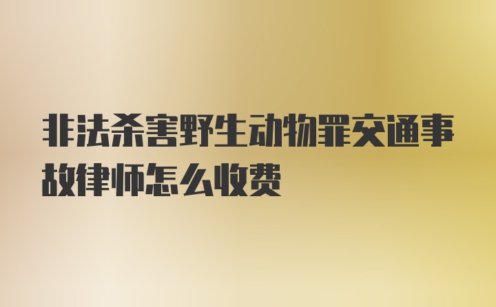 非法杀害野生动物罪交通事故律师怎么收费