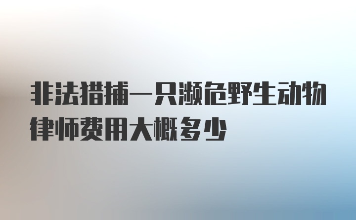 非法猎捕一只濒危野生动物律师费用大概多少