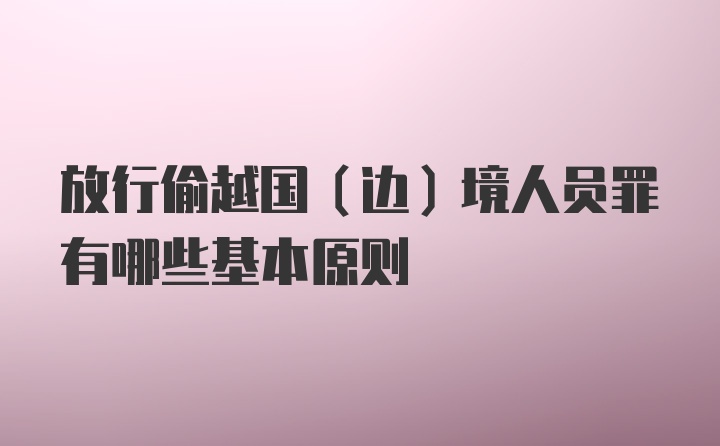 放行偷越国（边）境人员罪有哪些基本原则