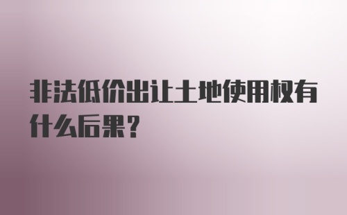 非法低价出让土地使用权有什么后果？