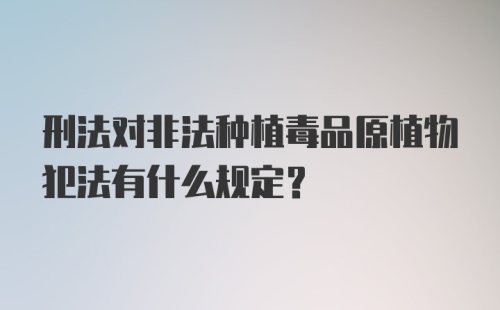 刑法对非法种植毒品原植物犯法有什么规定？