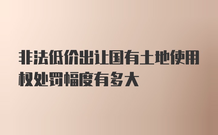 非法低价出让国有土地使用权处罚幅度有多大