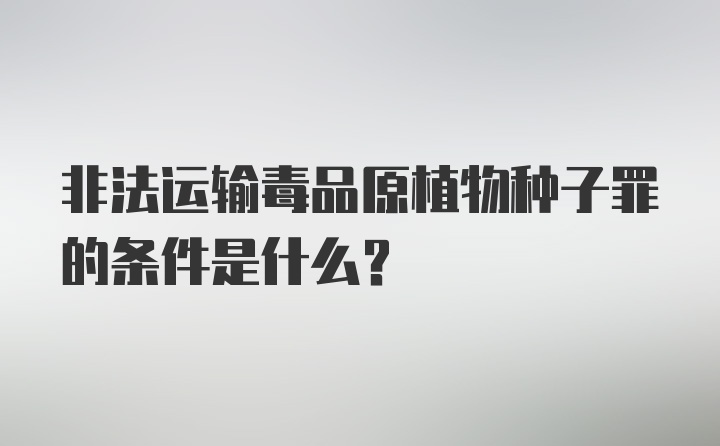 非法运输毒品原植物种子罪的条件是什么？