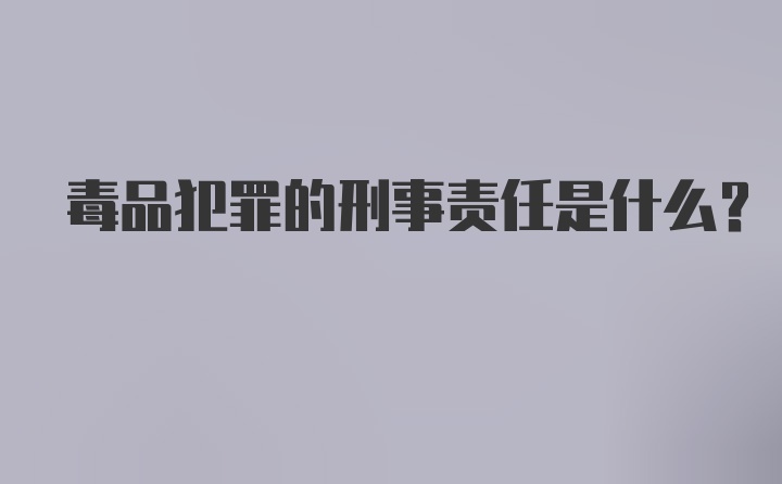 毒品犯罪的刑事责任是什么？