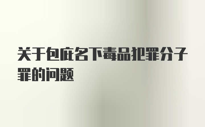 关于包庇名下毒品犯罪分子罪的问题