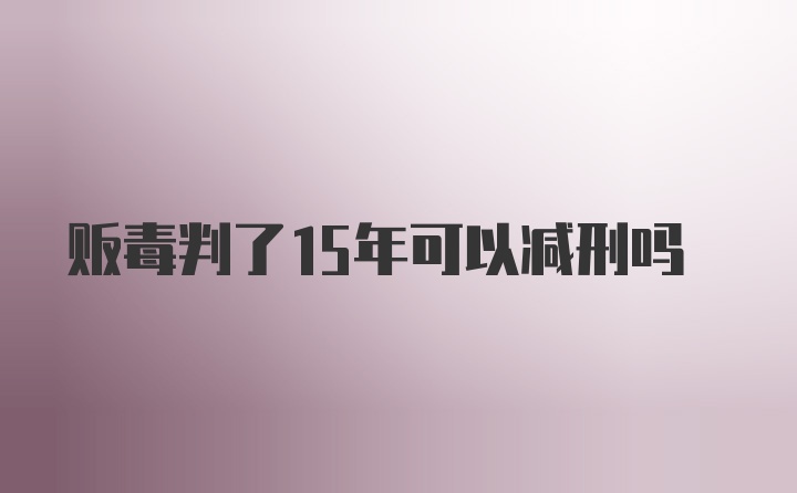 贩毒判了15年可以减刑吗