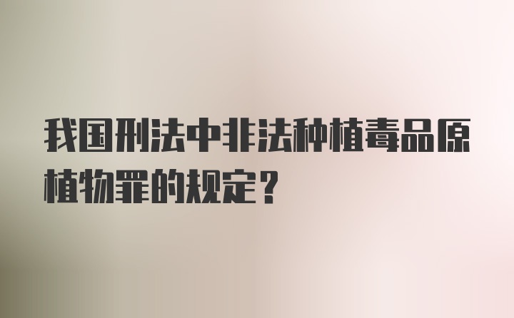 我国刑法中非法种植毒品原植物罪的规定？